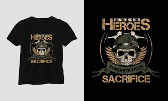 modelo de design de camiseta do dia dos veteranos vetor