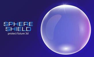 esfera proteger futuro escudo 3d. esfera translúcida vetorial vetor