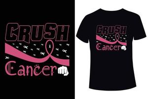 esmagar o câncer, conscientização do câncer de mama. modelos de design de camiseta de câncer de mama vetor