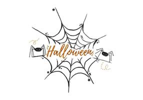 Spider Web Halloween Aquarela Vector