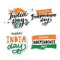 fundo de cor de bandeira nacional indiana criativa com roda ashoka, cartaz elegante, banner ou design de folheto para 15 de agosto, feliz celebração do dia da independência. vetor