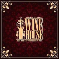 menu vintage casa de vinhos melhores vinhos finos tintos e brancos vetor