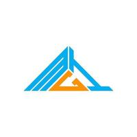 design criativo do logotipo da carta mgi com gráfico vetorial, logotipo simples e moderno mgi em forma de triângulo. vetor