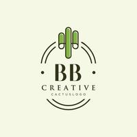 vetor de logotipo de cacto verde letra inicial bb