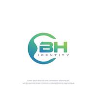 vetor de modelo de logotipo de linha circular de letra inicial bh com cor gradiente