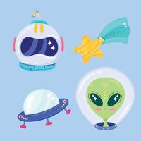 universo espacial quatro ícones vetor