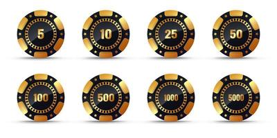 conjunto de fichas de poker elegantes, ilustração vetorial vetor
