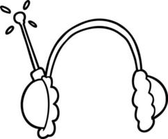 fones de ouvido de desenho de linha de desenho h vetor
