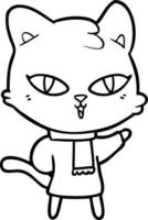 gato de desenho de linha de desenho animado vetor