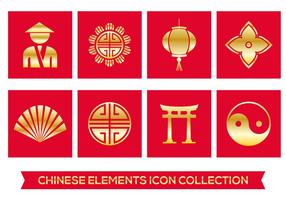 Ícones Elementos chineses vetor