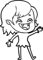 garota vampira rindo dos desenhos animados vetor