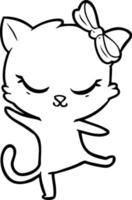 gato bonito dos desenhos animados com laço vetor