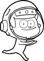 desenho animado de astronauta feliz vetor