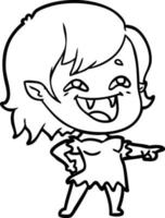 garota vampira rindo dos desenhos animados vetor