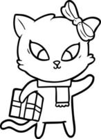 desenho de linha desenho de gato vetor