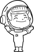 astronauta de desenho animado feliz vetor