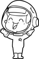 astronauta de desenho animado feliz vetor