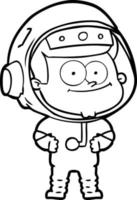 desenho animado de astronauta feliz vetor