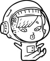 mulher astronauta dos desenhos animados vetor