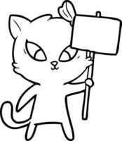 gato de desenho de linha de desenho animado vetor