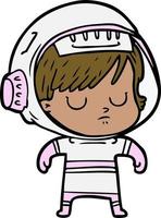 mulher astronauta dos desenhos animados vetor