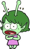 garota alienígena chocada dos desenhos animados vetor