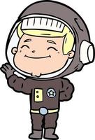 astronauta de desenho animado feliz vetor