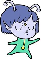 garota alienígena de desenho animado vetor
