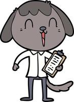 cão bonito dos desenhos animados, vestindo camisa de escritório vetor