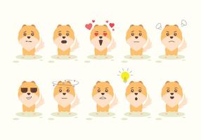 Desenho Animado de Cartoon Pomeranian Emoticon vetor