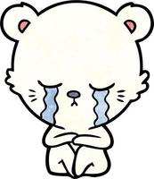 urso polar de desenho animado chorando vetor