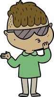 menino dos desenhos animados usando óculos escuros vetor