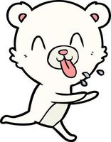 urso polar de desenho animado rude com a língua para fora vetor