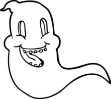 desenho de linha de um fantasma assustador vetor