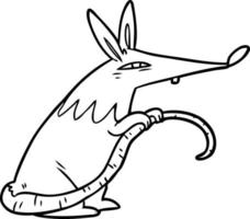 desenho de linha de um rato sorrateiro vetor