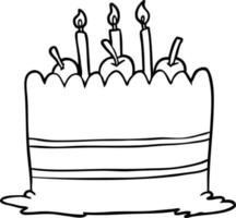 desenho de linha de um bolo de aniversário vetor