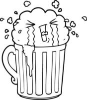 caneca de desenho animado de cerveja chorando vetor