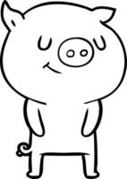 porco de desenho animado feliz vetor
