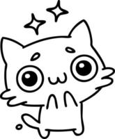 doodle de linha fofa de um gato espantado vetor