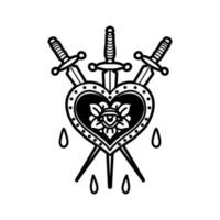 tatuagem de coração com espadas vetor