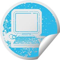 ilustração de ícone de adesivo angustiado de um computador com mouse vetor