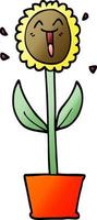 flor de desenho animado de ilustração vetorial gradiente em vaso vetor