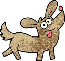 cão feliz dos desenhos animados de ilustração texturizada grunge vetor