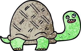 tartaruga feliz dos desenhos animados de ilustração texturizada grunge vetor