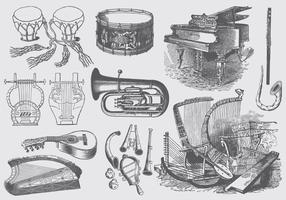 Instrumentos de música vintage vetor