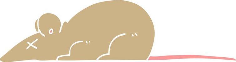 rato morto de desenho animado de ilustração de cor plana vetor