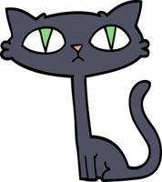 desenho de estilo doodle desenhado à mão gato preto de halloween vetor