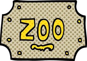 sinal de zoológico de desenho animado estilo quadrinhos vetor