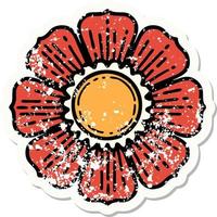 tatuagem tradicional de adesivo angustiado de uma flor vetor