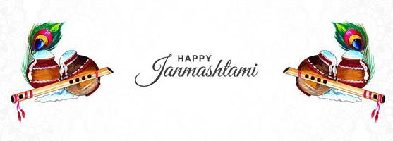 fundo do banner do cartão do festival Krishna Janmashtami vetor